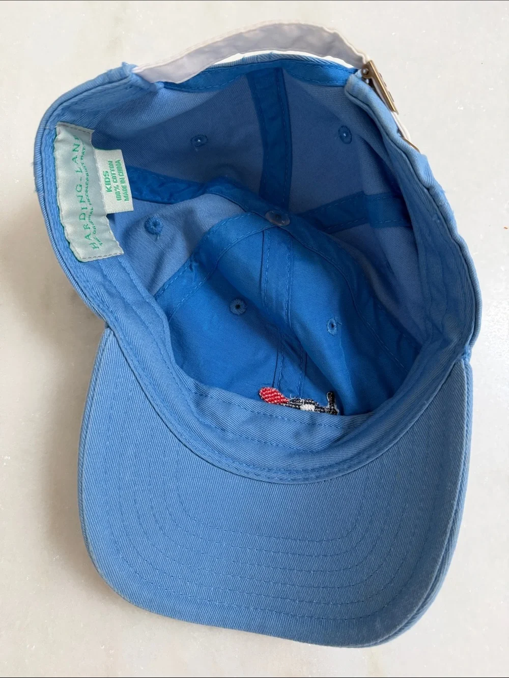 Light Blue Kids Baseball Cap with Red & Navy Plane Embroidery